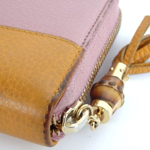 Authentic GUCCI 307984.496353 Zip Around Bamboo purse leather [Used] - Picture 9 of 16